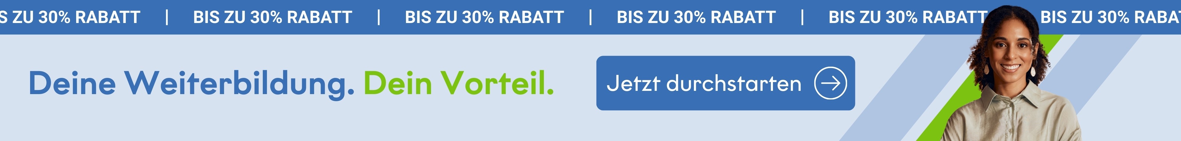 <p>Bis zu 30% Rabatt auf Schulungen</p>